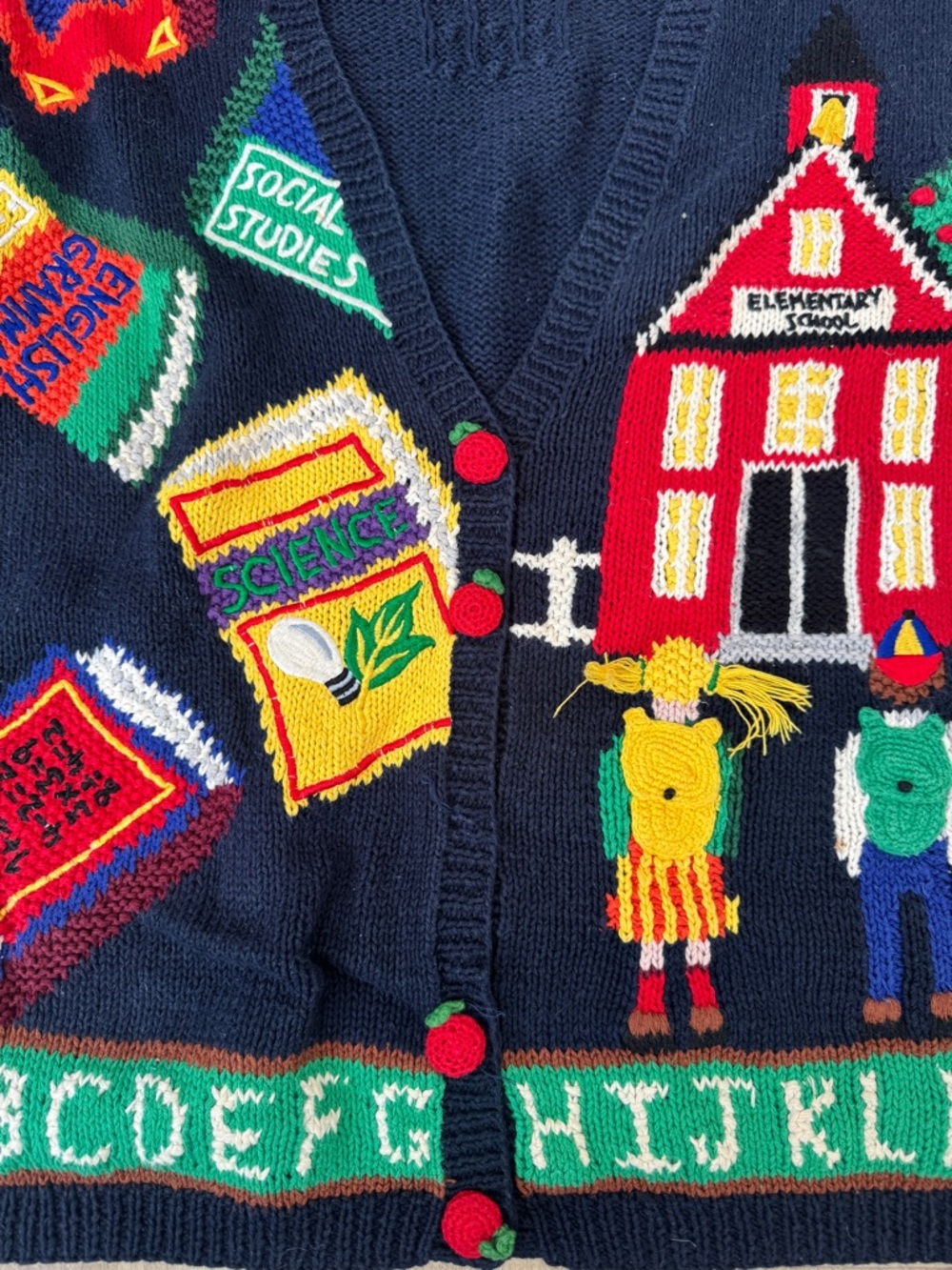 Marisa Christina Vintage Teacher School Theme Sweater Size large - Picture 2 of 5